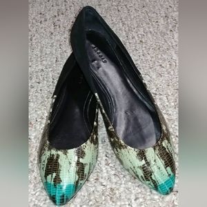 Theory Jade python leather flats